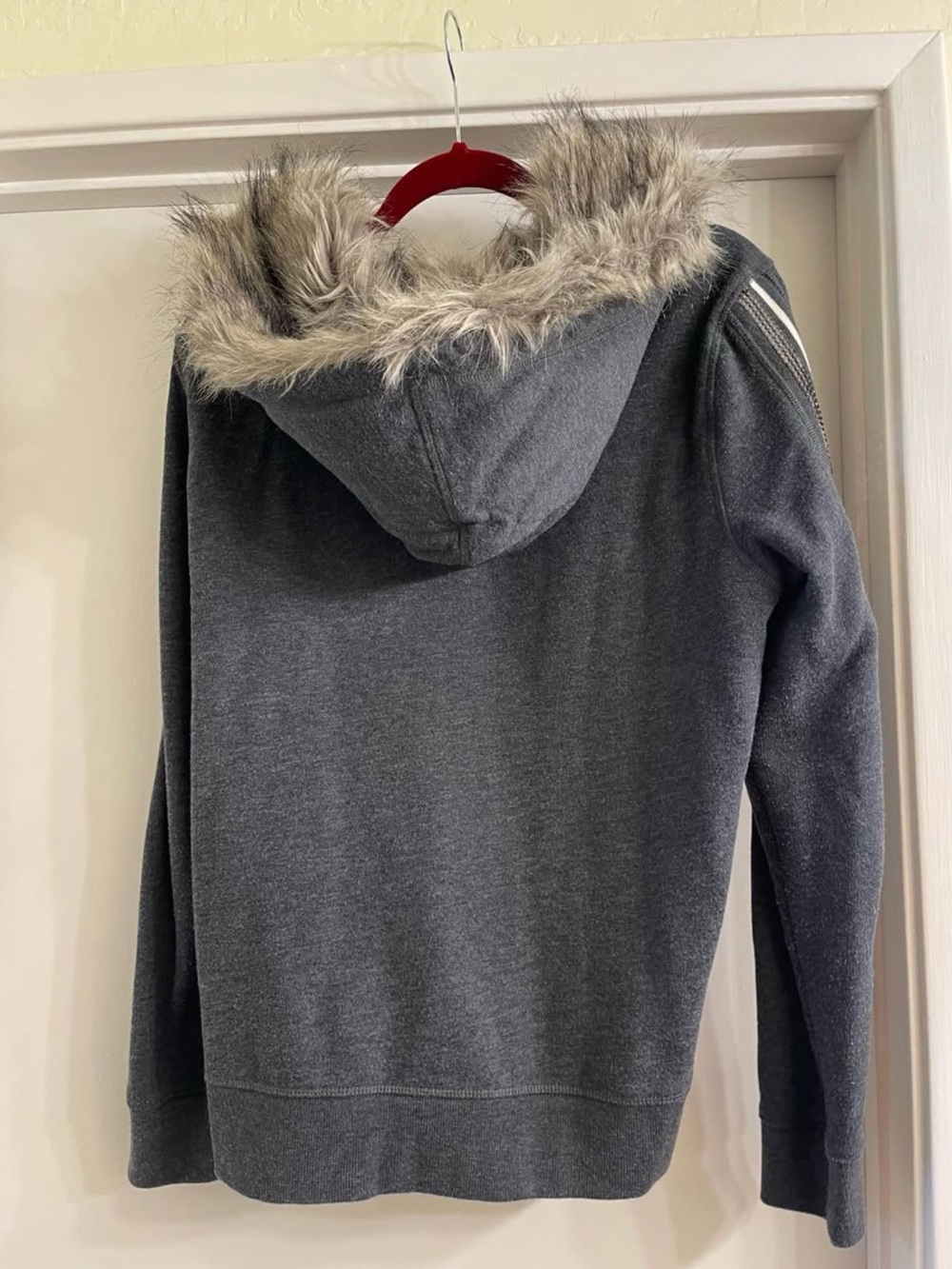 Victoria's Secret Gray Hooded Jacket with Faux Fur Trim - Picture 2 of 4